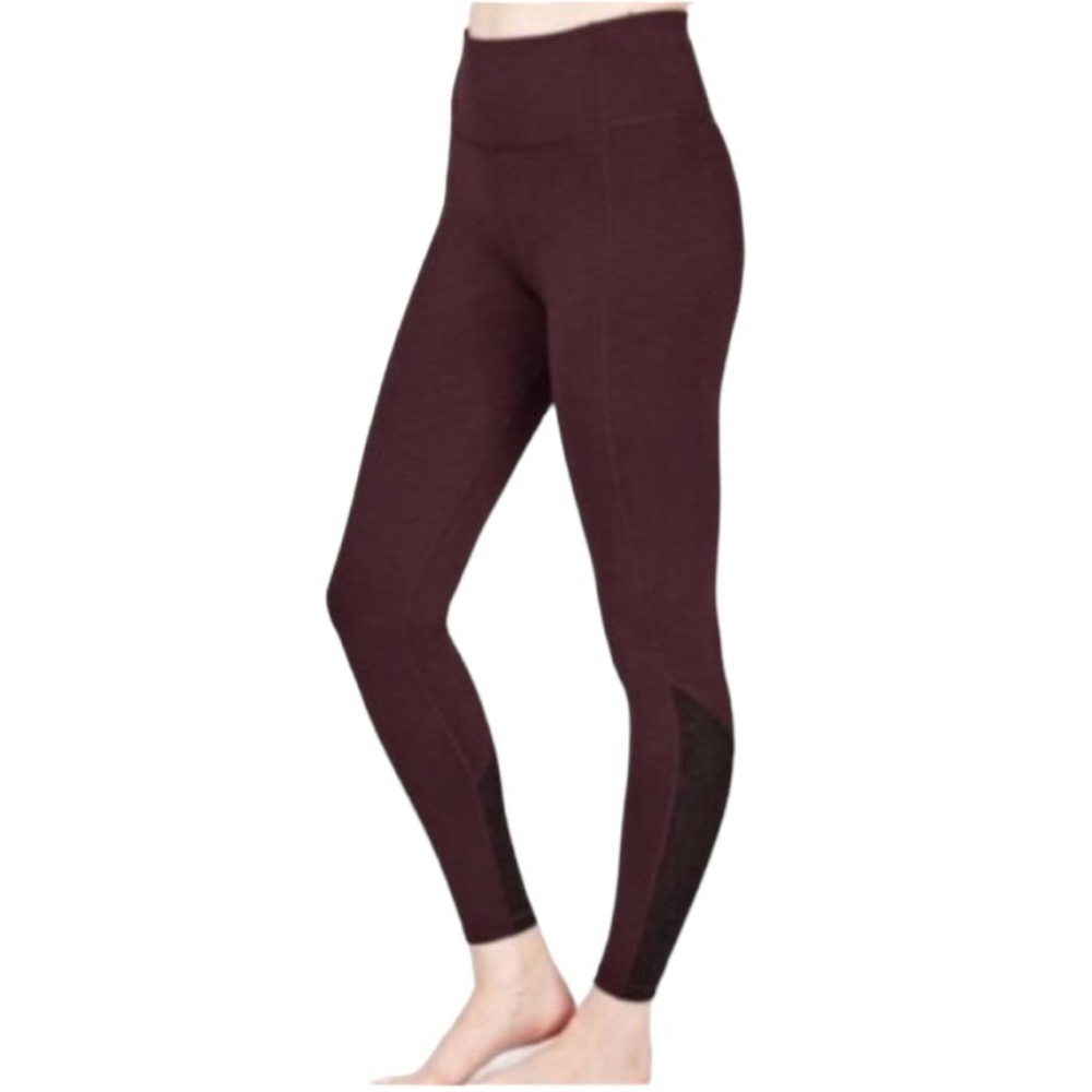 SWEATY BETTY Super Sculpt 7/8 Length Leggings Burgundy Black Rose Print Size S